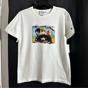 Champion white T-Shirt with Anime Graphic. Champion X Naruto. Size M.